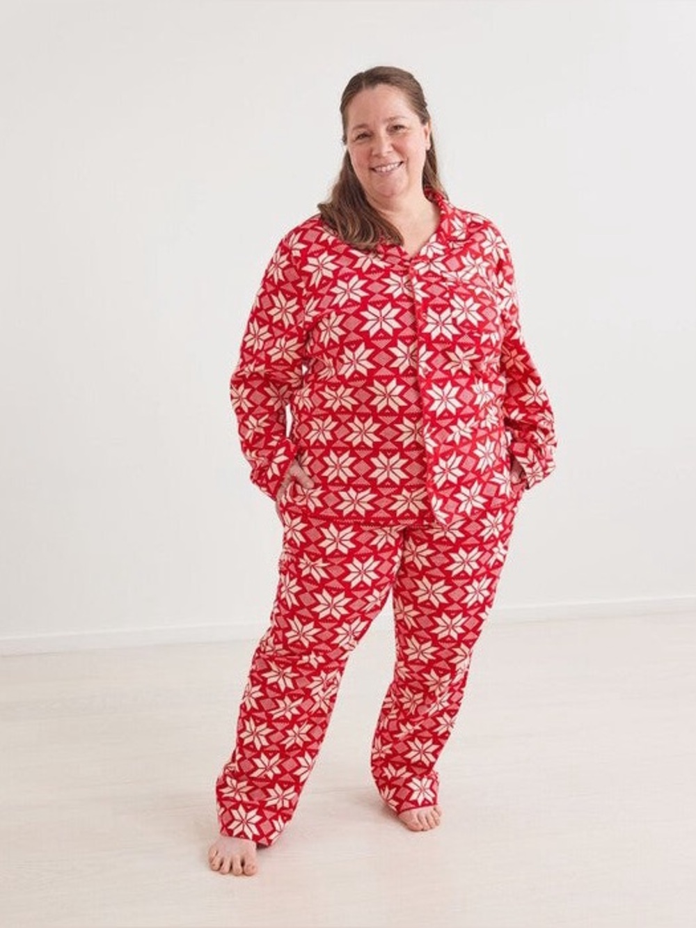 Hanna Andersson Red Scandi Snowflake Christmas Holiday Flannel Pajamas Large